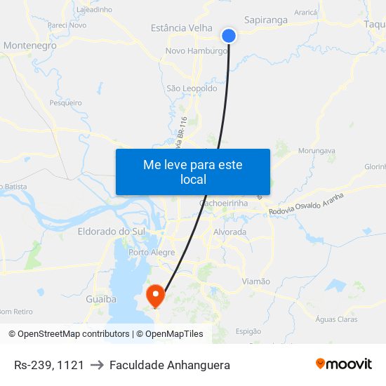 Rs-239, 1121 to Faculdade Anhanguera map