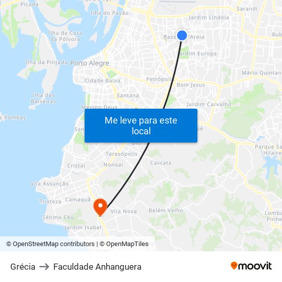 Grécia to Faculdade Anhanguera map