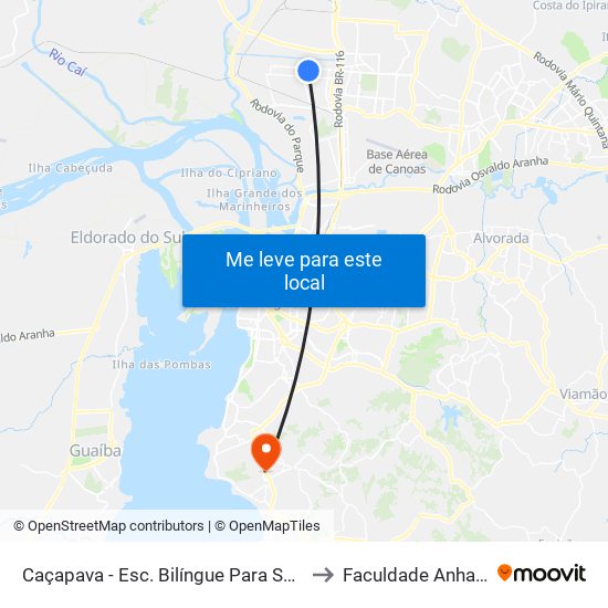 Caçapava - Esc. Bilíngue Para Surdos Vitória to Faculdade Anhanguera map