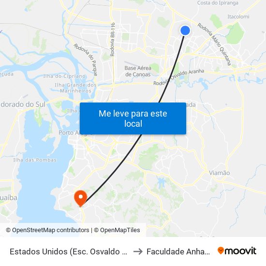 Estados Unidos (Esc. Osvaldo Camargo) to Faculdade Anhanguera map
