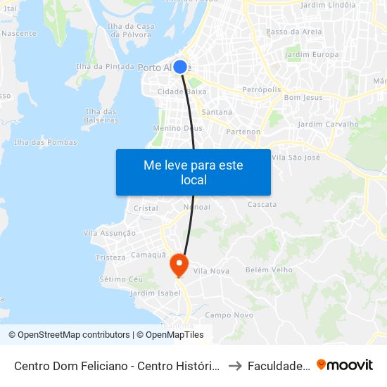 Centro Dom Feliciano - Centro Histórico Porto Alegre - Rs 90035-072 Brasil to Faculdade Anhanguera map