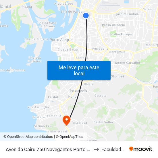 Avenida Cairú 750 Navegantes Porto Alegre - Rio Grande Do Sul 90230 Brasil to Faculdade Anhanguera map
