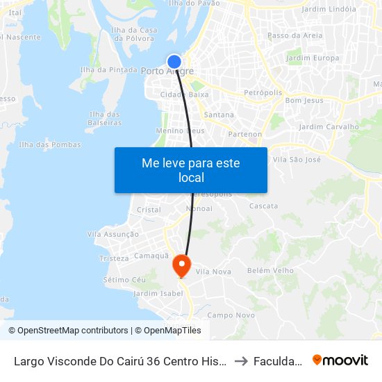 Largo Visconde Do Cairú 36 Centro Histórico Porto Alegre - Rio Grande Do Sul 90090 Brasil to Faculdade Anhanguera map