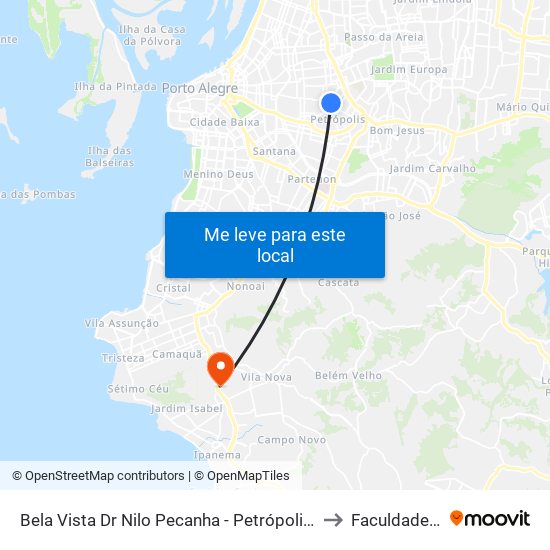 Bela Vista Dr Nilo Pecanha - Petrópolis Porto Alegre - Rs 90450-140 Brasil to Faculdade Anhanguera map