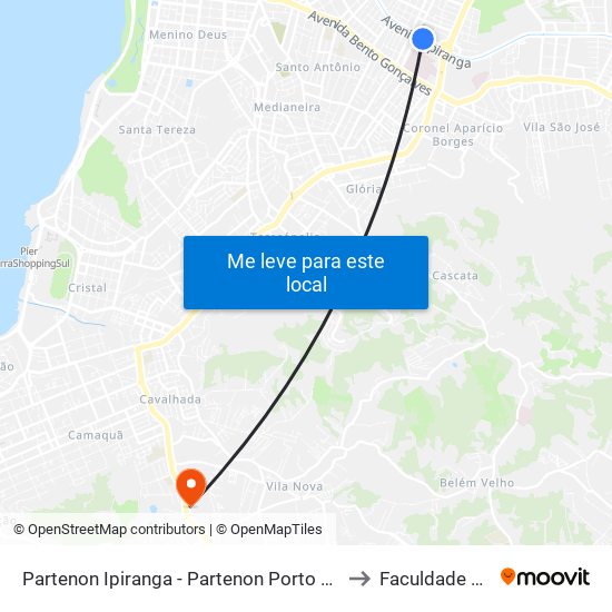 Partenon Ipiranga - Partenon Porto Alegre - Rs 90450-190 Brasil to Faculdade Anhanguera map