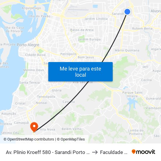 Av. Plínio Kroeff 580 - Sarandi Porto Alegre - Rs 91150-170 Brasil to Faculdade Anhanguera map