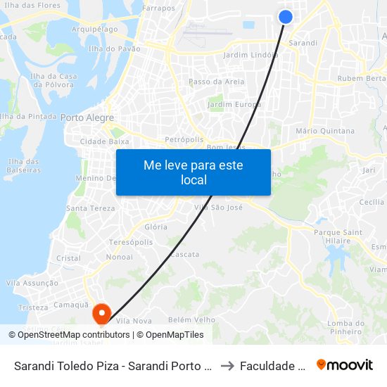 Sarandi Toledo Piza - Sarandi Porto Alegre - Rs 91120-270 Brasil to Faculdade Anhanguera map