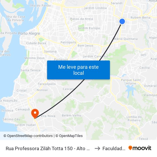 Rua Professora Ziláh Totta 150 - Alto Petrópolis Porto Alegre - Rs 91240-500 Brasil to Faculdade Anhanguera map