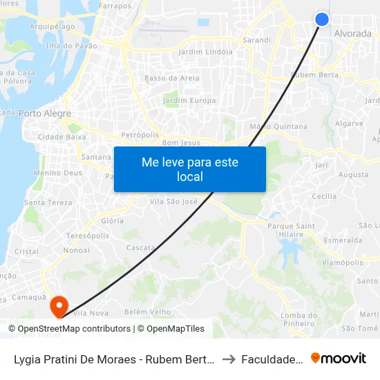 Lygia Pratini De Moraes - Rubem Berta Porto Alegre - Rs 91170-400 Brasil to Faculdade Anhanguera map