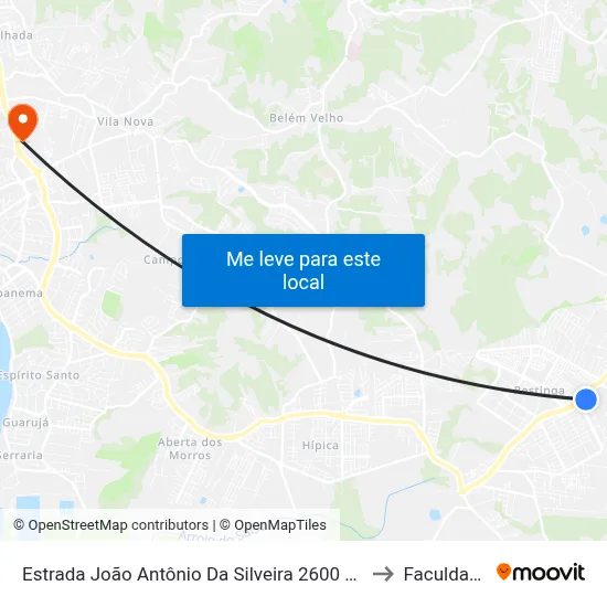 Estrada João Antônio Da Silveira 2600 Restinga Porto Alegre - Rio Grande Do Sul 91790 Brasil to Faculdade Anhanguera map
