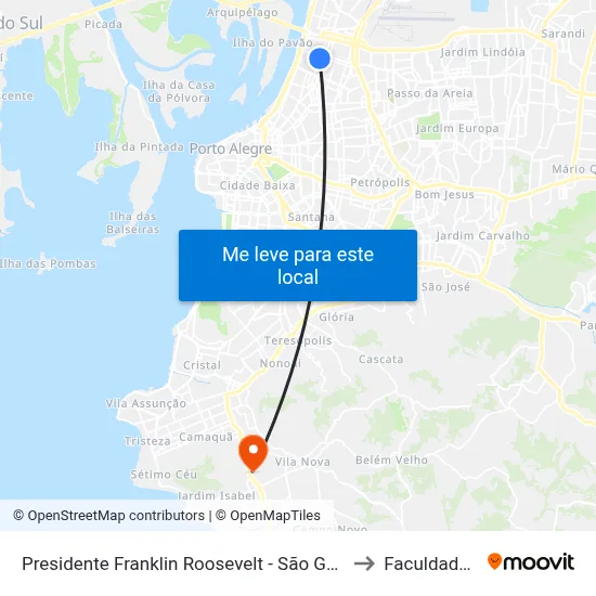 Presidente Franklin Roosevelt - São Geraldo Porto Alegre - Rs 90230-080 Brasil to Faculdade Anhanguera map