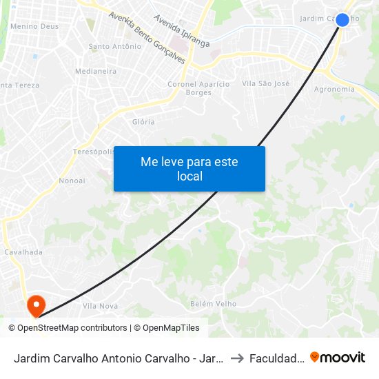Jardim Carvalho Antonio Carvalho - Jardim Carvalho Porto Alegre - Rs 91430-755 Brasil to Faculdade Anhanguera map