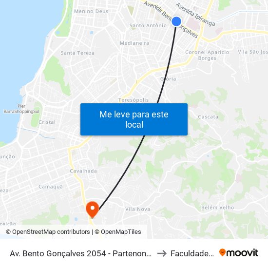 Av. Bento Gonçalves 2054 - Partenon Porto Alegre - Rs 90650-001 Brasil to Faculdade Anhanguera map