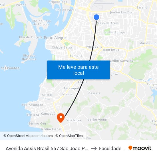 Avenida Assis Brasil 557 São João Porto Alegre - Rs 90550-130 Brasil to Faculdade Anhanguera map
