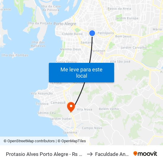 Protasio Alves Porto Alegre - Rs 90520-280 Brasil to Faculdade Anhanguera map
