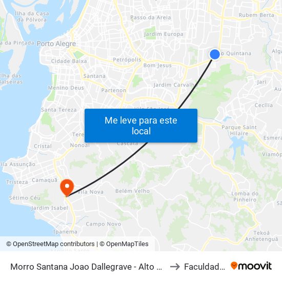Morro Santana Joao Dallegrave - Alto Petrópolis Porto Alegre - Rs 91240-200 Brasil to Faculdade Anhanguera map
