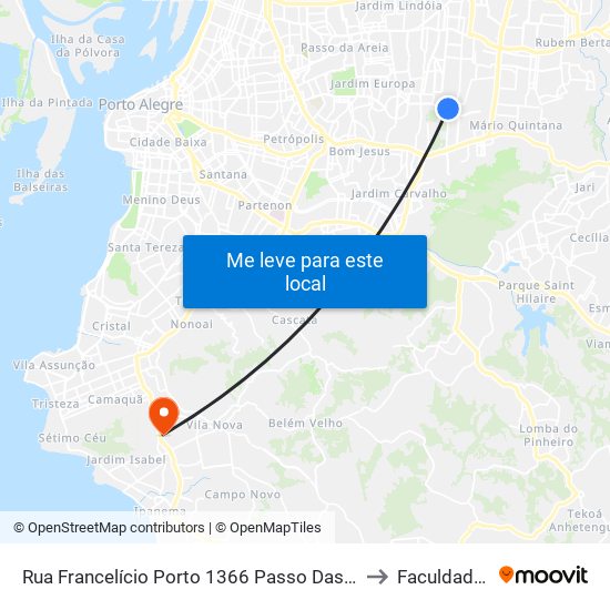 Rua Francelício Porto 1366 Passo Das Pedras Porto Alegre - Rs 91215-150 Brasil to Faculdade Anhanguera map