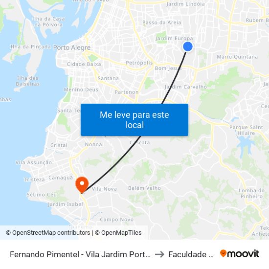 Fernando Pimentel - Vila Jardim Porto Alegre - Rs 91320-181 Brasil to Faculdade Anhanguera map