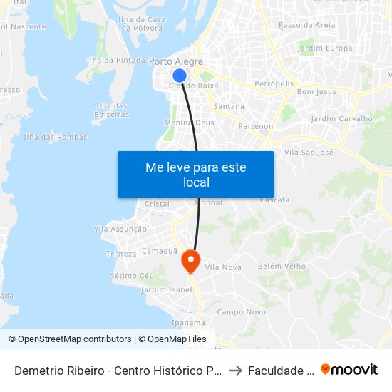 Demetrio Ribeiro - Centro Histórico Porto Alegre - Rs 90010-282 Brasil to Faculdade Anhanguera map