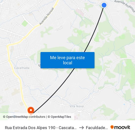 Rua Estrada Dos Alpes 190 - Cascata Porto Alegre - Rs 91720-120 Brasil to Faculdade Anhanguera map