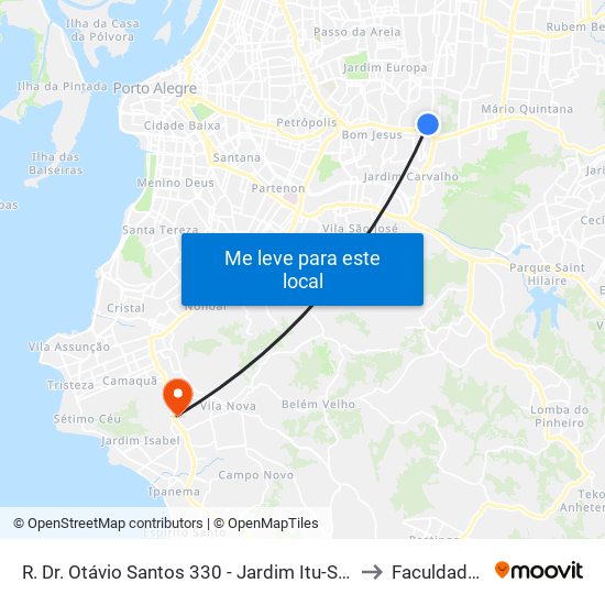 R. Dr. Otávio Santos 330 - Jardim Itu-Sabará Porto Alegre - Rs 91210-000 Brasil to Faculdade Anhanguera map