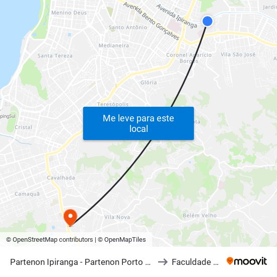 Partenon Ipiranga - Partenon Porto Alegre - Rs 90160-092 Brasil to Faculdade Anhanguera map