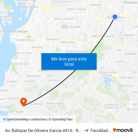 Av. Baltazar De Oliveira Garcia 4816 - Rubem Berta Porto Alegre - Rs 91180-000 Brasil to Faculdade Anhanguera map