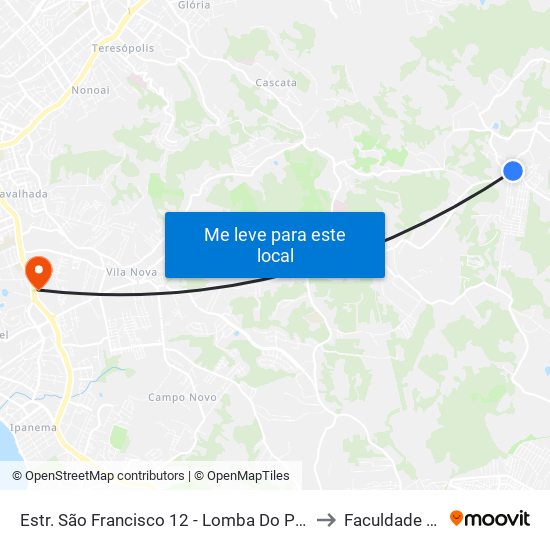 Estr. São Francisco 12 - Lomba Do Pinheiro Porto Alegre - Rs Brasil to Faculdade Anhanguera map