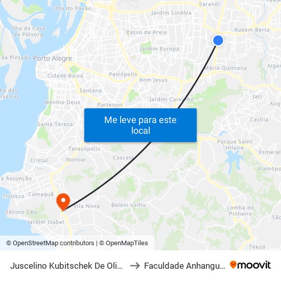 Juscelino Kubitschek De Oliveira to Faculdade Anhanguera map