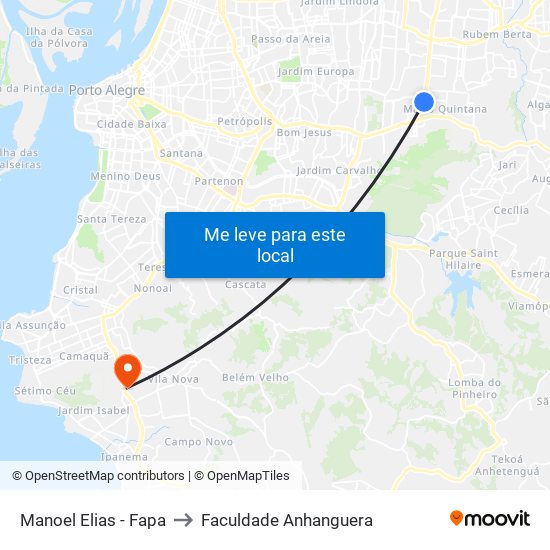 Manoel Elias - Fapa to Faculdade Anhanguera map