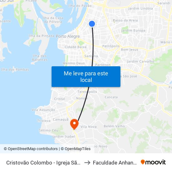 Cristovão Colombo - Igreja São Pedro to Faculdade Anhanguera map