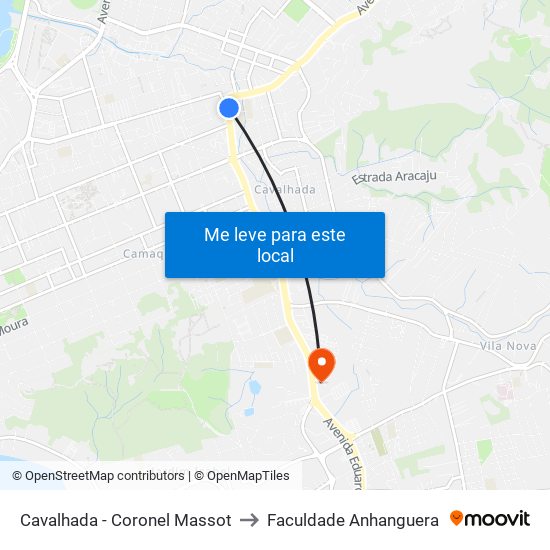 Cavalhada - Coronel Massot to Faculdade Anhanguera map