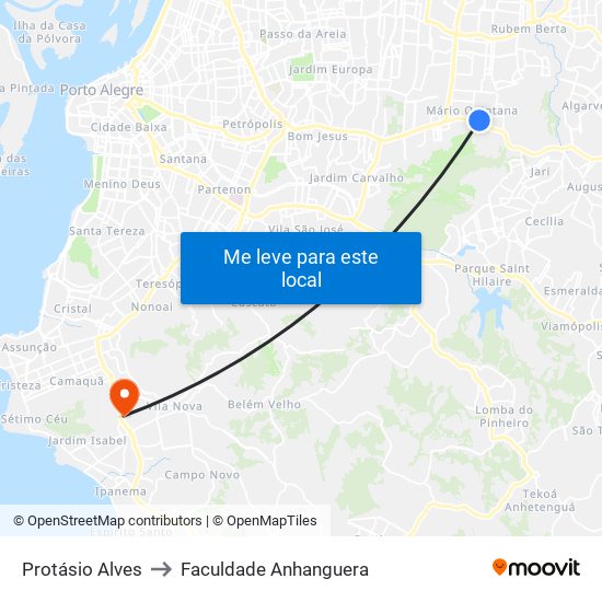 Protásio Alves to Faculdade Anhanguera map