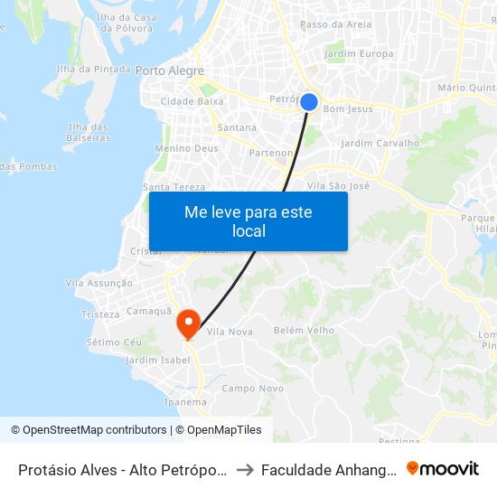 Protásio Alves - Alto Petrópolis Cb to Faculdade Anhanguera map