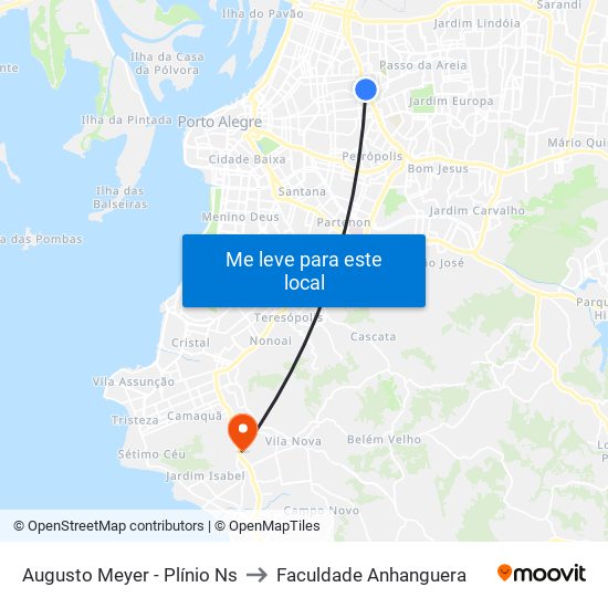 Augusto Meyer - Plínio Ns to Faculdade Anhanguera map