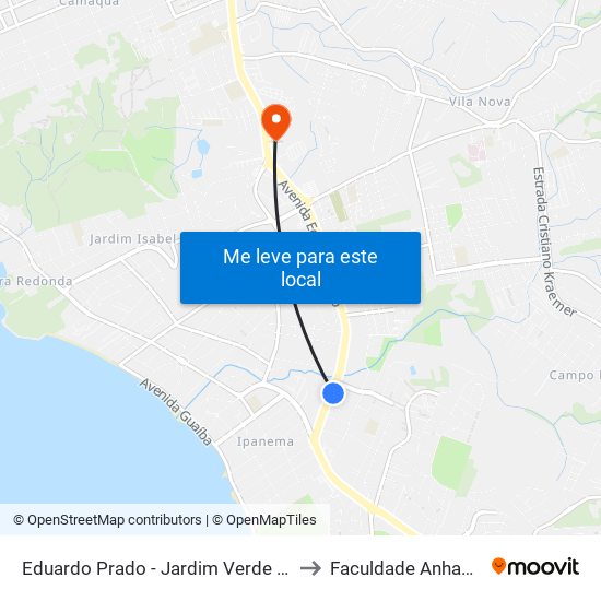 Eduardo Prado - Jardim Verde Shopping to Faculdade Anhanguera map