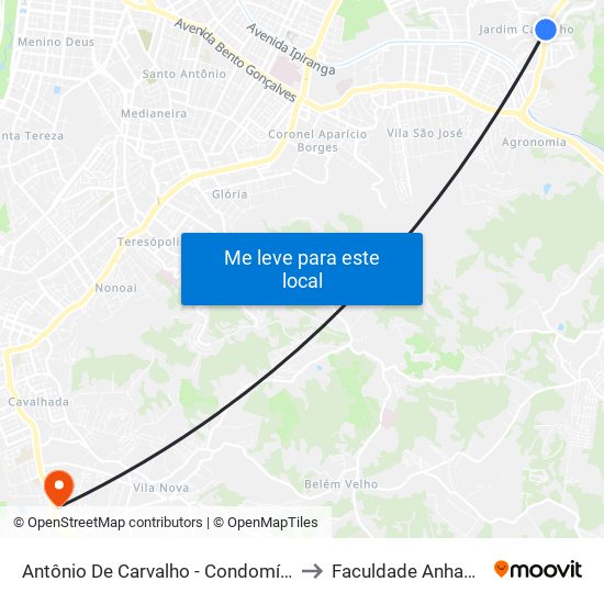 Antônio De Carvalho - Condomínio Rossi to Faculdade Anhanguera map