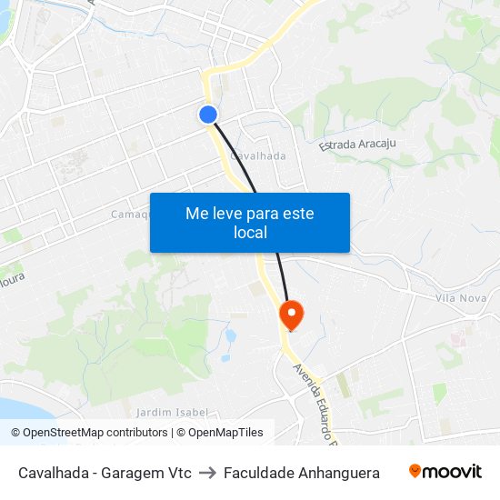 Cavalhada - Garagem Vtc to Faculdade Anhanguera map