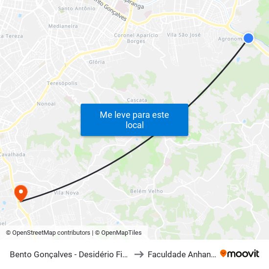Bento Gonçalves - Desidério Finamor Bc to Faculdade Anhanguera map