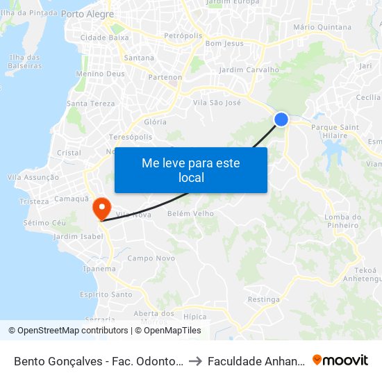 Bento Gonçalves - Fac. Odontologia Cb to Faculdade Anhanguera map