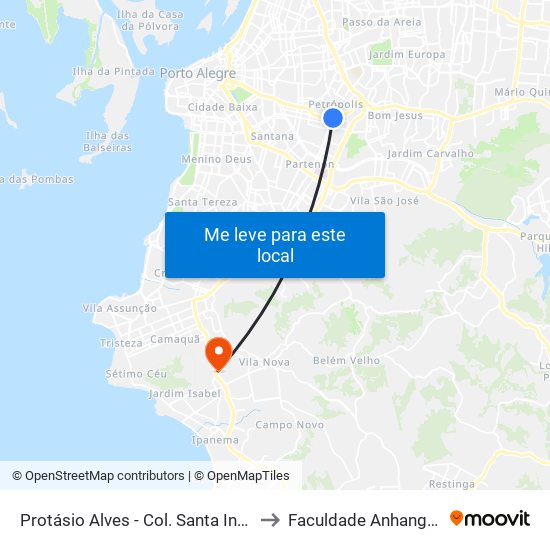 Protásio Alves - Col. Santa Inês Bc to Faculdade Anhanguera map