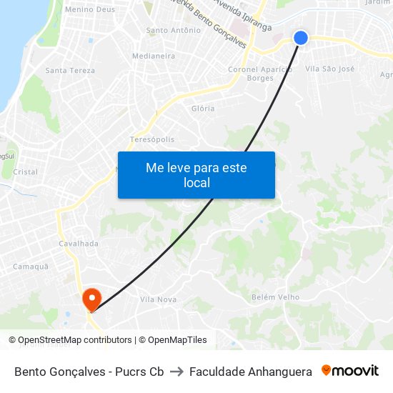 Bento Gonçalves - Pucrs Cb to Faculdade Anhanguera map