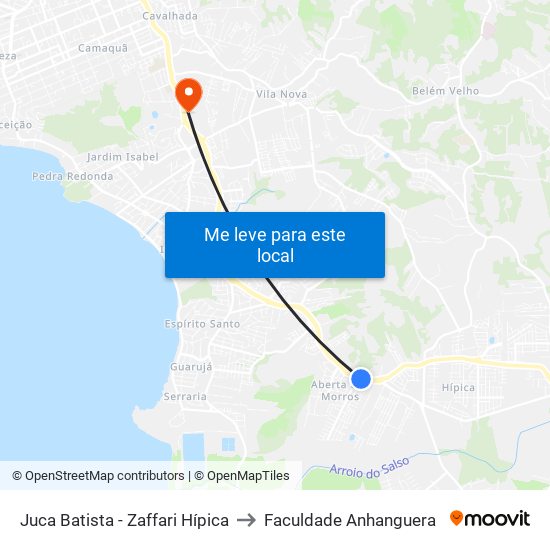 Juca Batista - Zaffari Hípica to Faculdade Anhanguera map