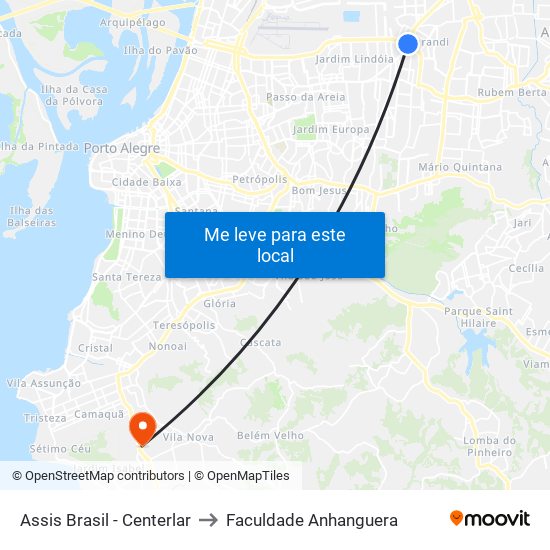 Assis Brasil - Centerlar to Faculdade Anhanguera map