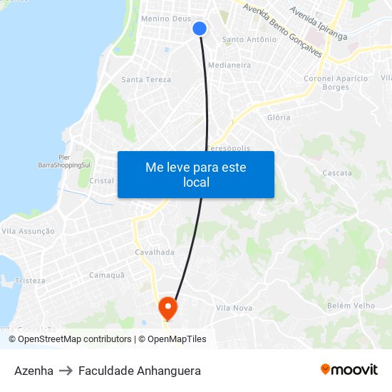 Azenha to Faculdade Anhanguera map