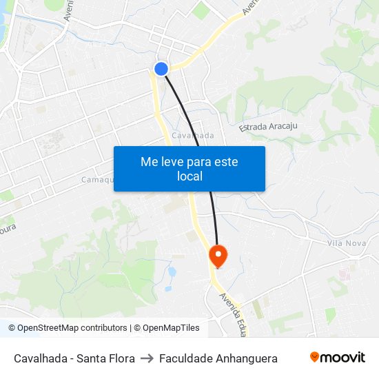 Cavalhada - Santa Flora to Faculdade Anhanguera map