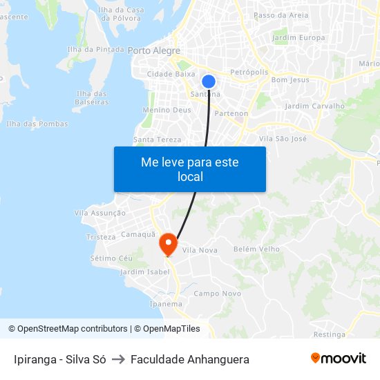 Ipiranga - Silva Só to Faculdade Anhanguera map