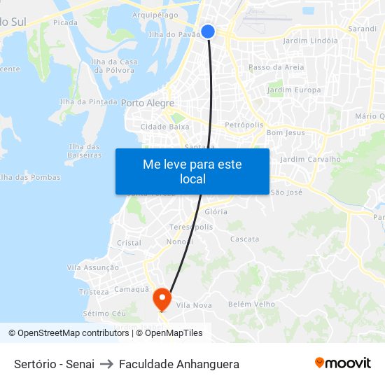 Sertório - Senai to Faculdade Anhanguera map