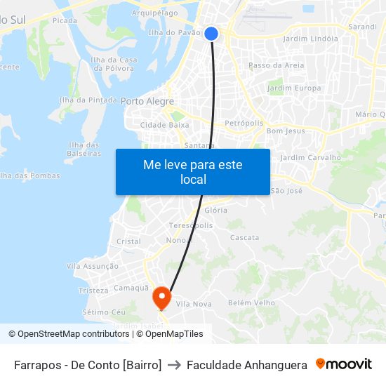 Farrapos - De Conto [Bairro] to Faculdade Anhanguera map