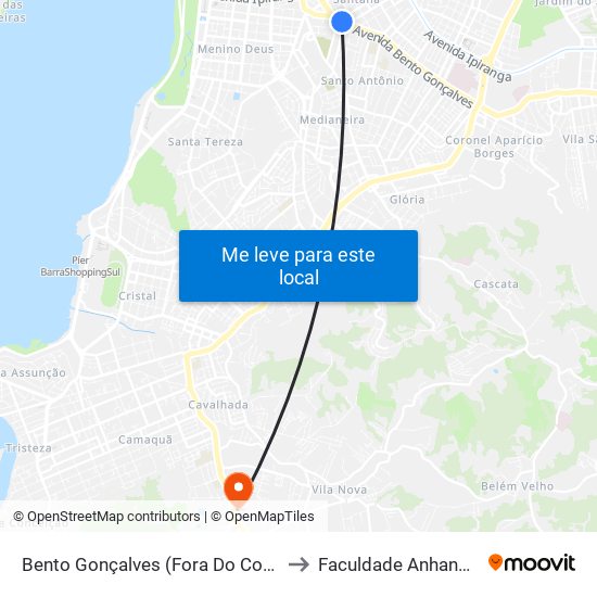 Bento Gonçalves (Fora Do Corredor) to Faculdade Anhanguera map